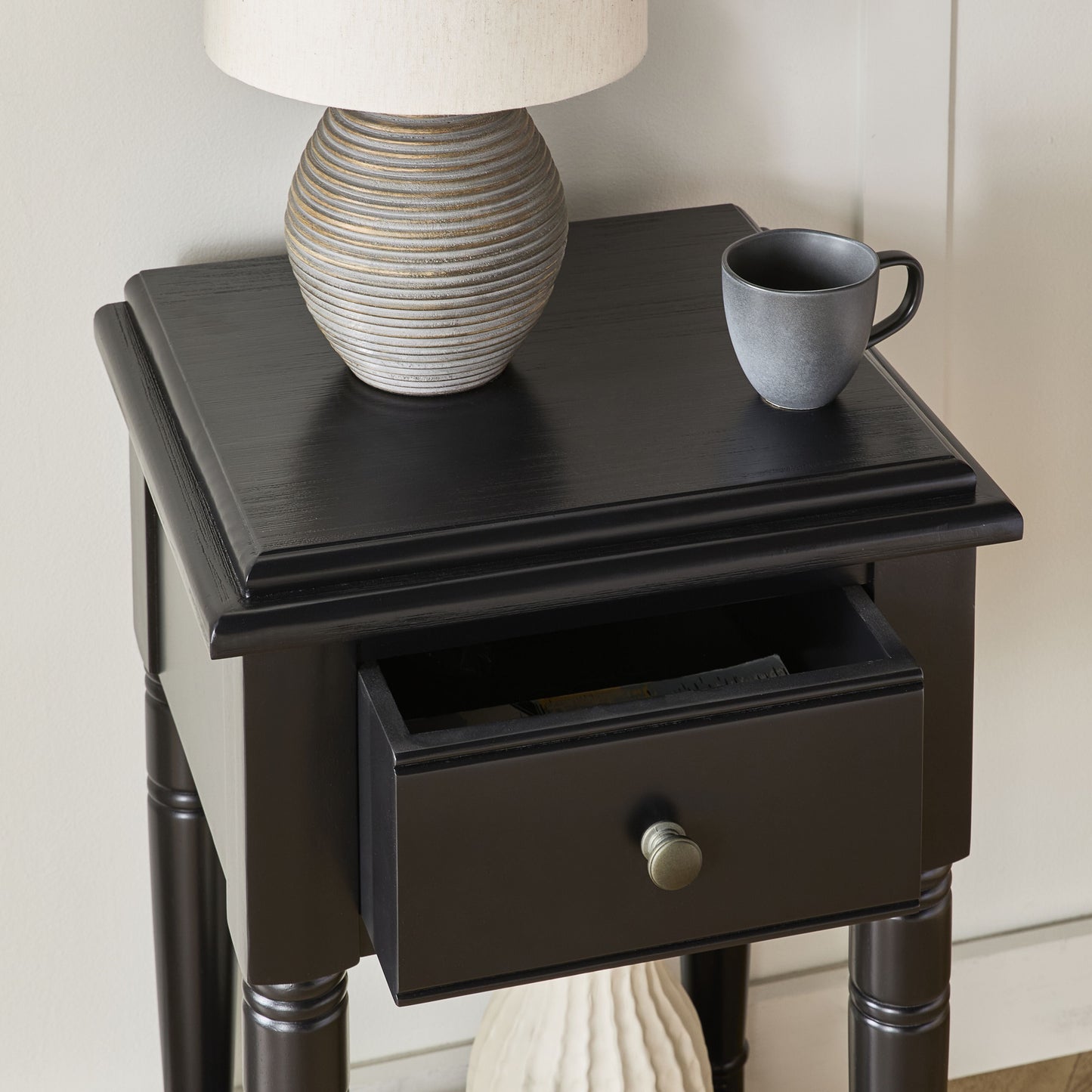 Clover 1 Drawer Bedside Table / Side Table Black