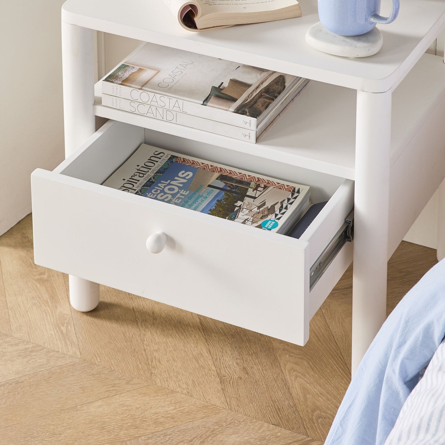 Spintara 1 Drawer Bedside Table White