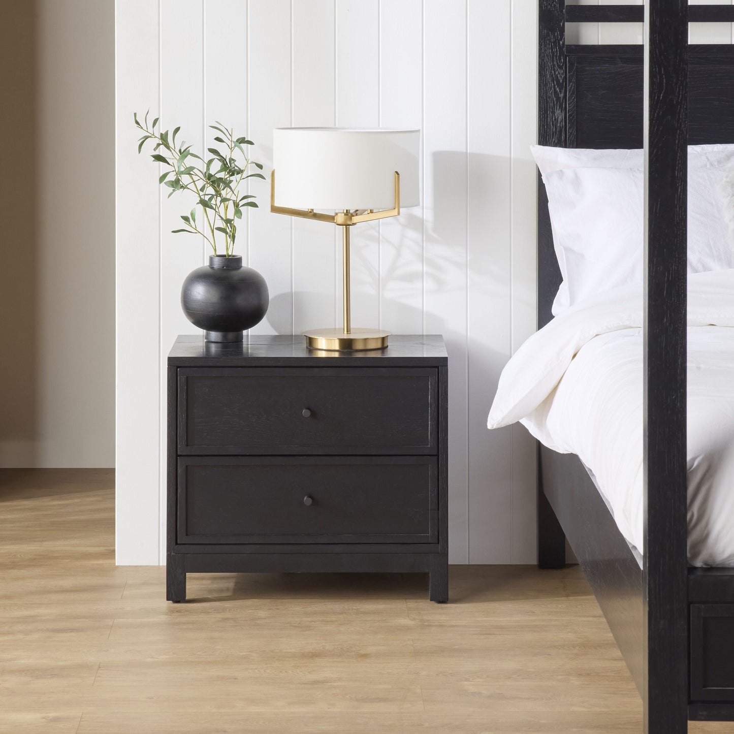 Avalon Small 2 Drawer Bedside Black