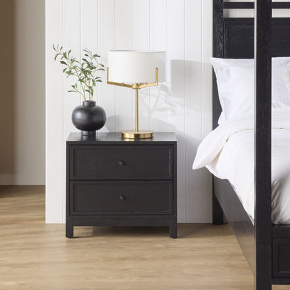 Avalon Small 2 Drawer Bedside Black
