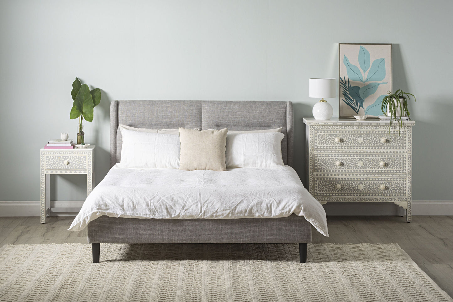Bone Inlay Bedside Light Grey