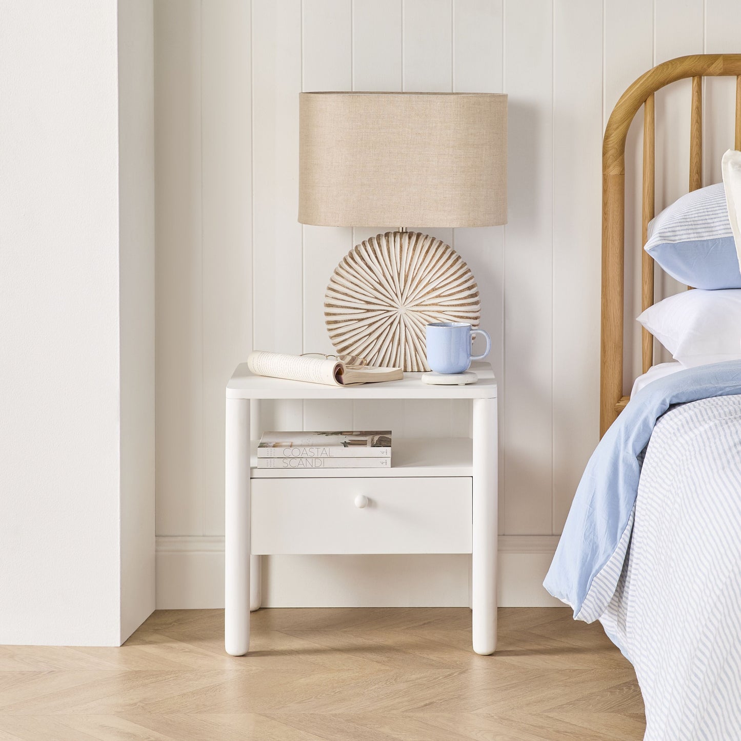 Spintara 1 Drawer Bedside Table White