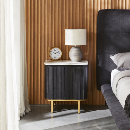 Deva Bedside with Marble Top Black