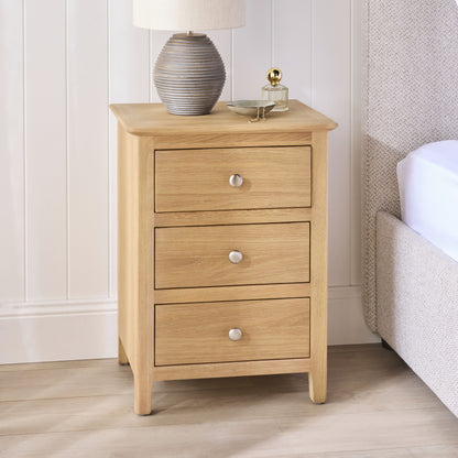 Oakridge 3 Drawer Bedside Light Oak