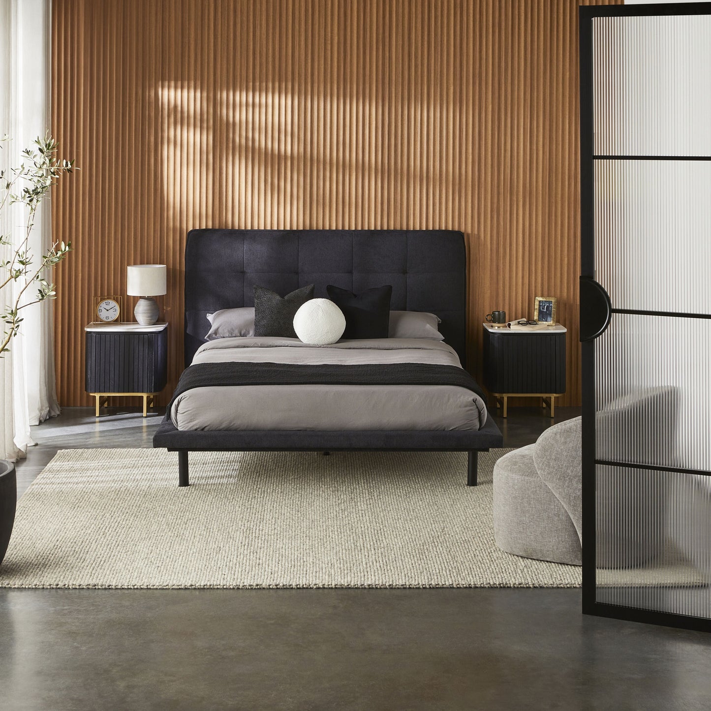 Deva Bedside with Marble Top Black