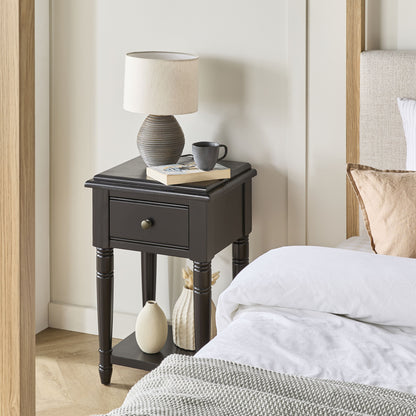 Clover 1 Drawer Bedside Table / Side Table Black