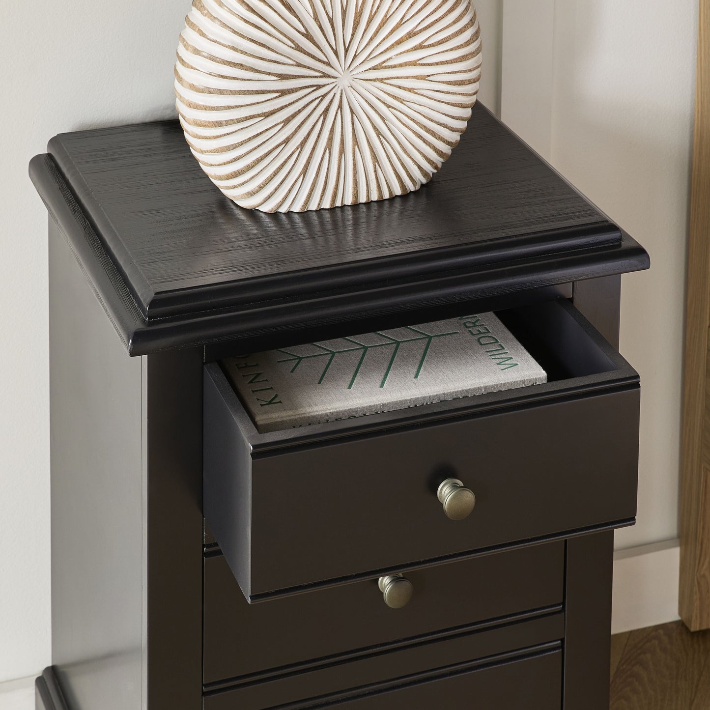 Clover 3 Drawer Bedside Table Black