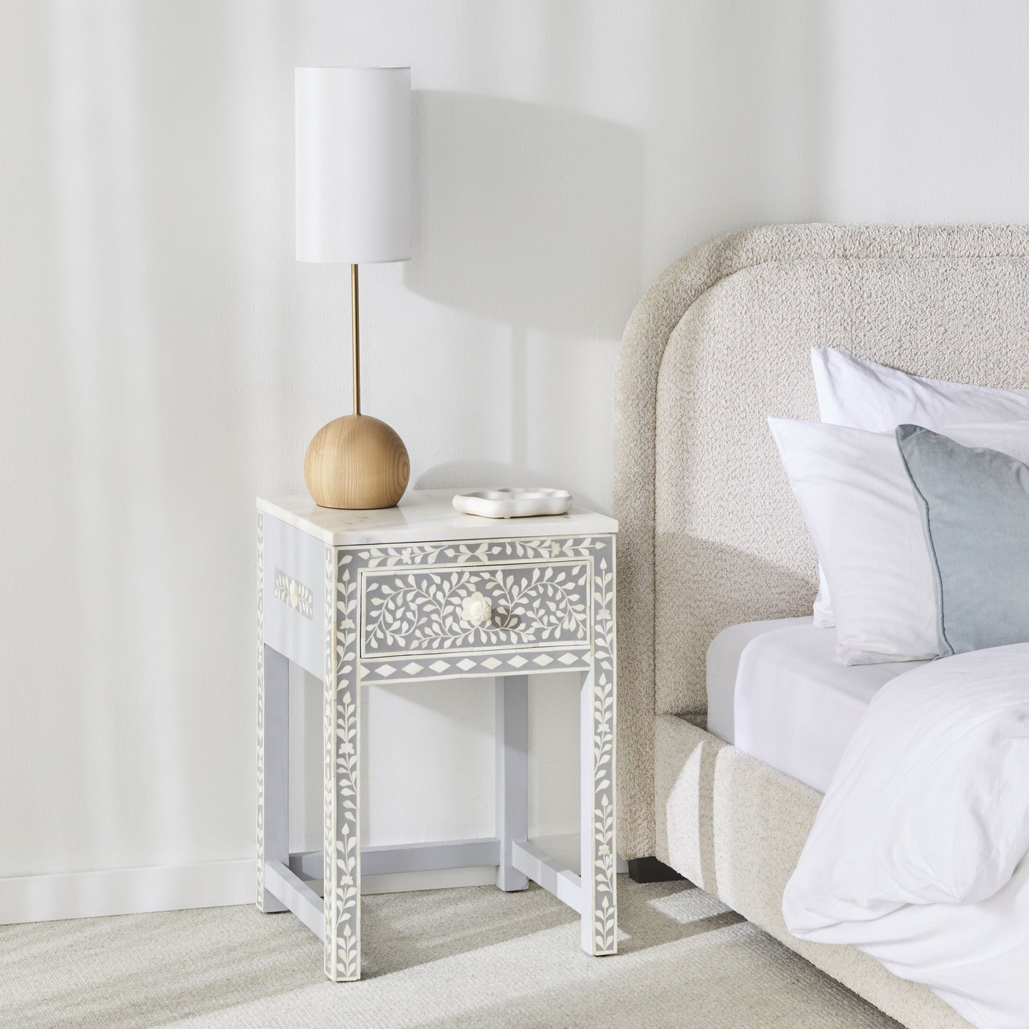 Bone Inlay Bedside Light Grey