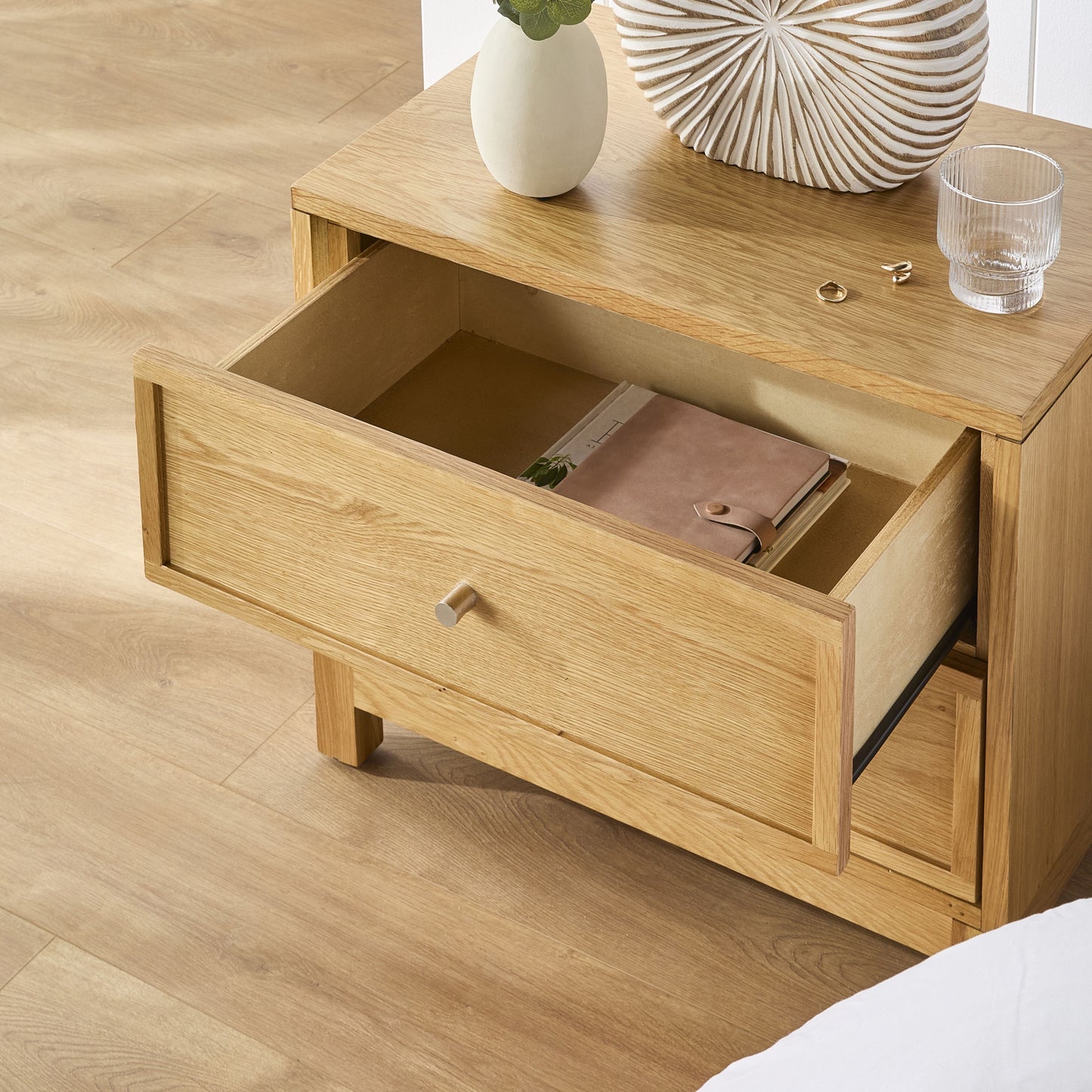 Avalon Small 2 Drawer Bedside Light Oak
