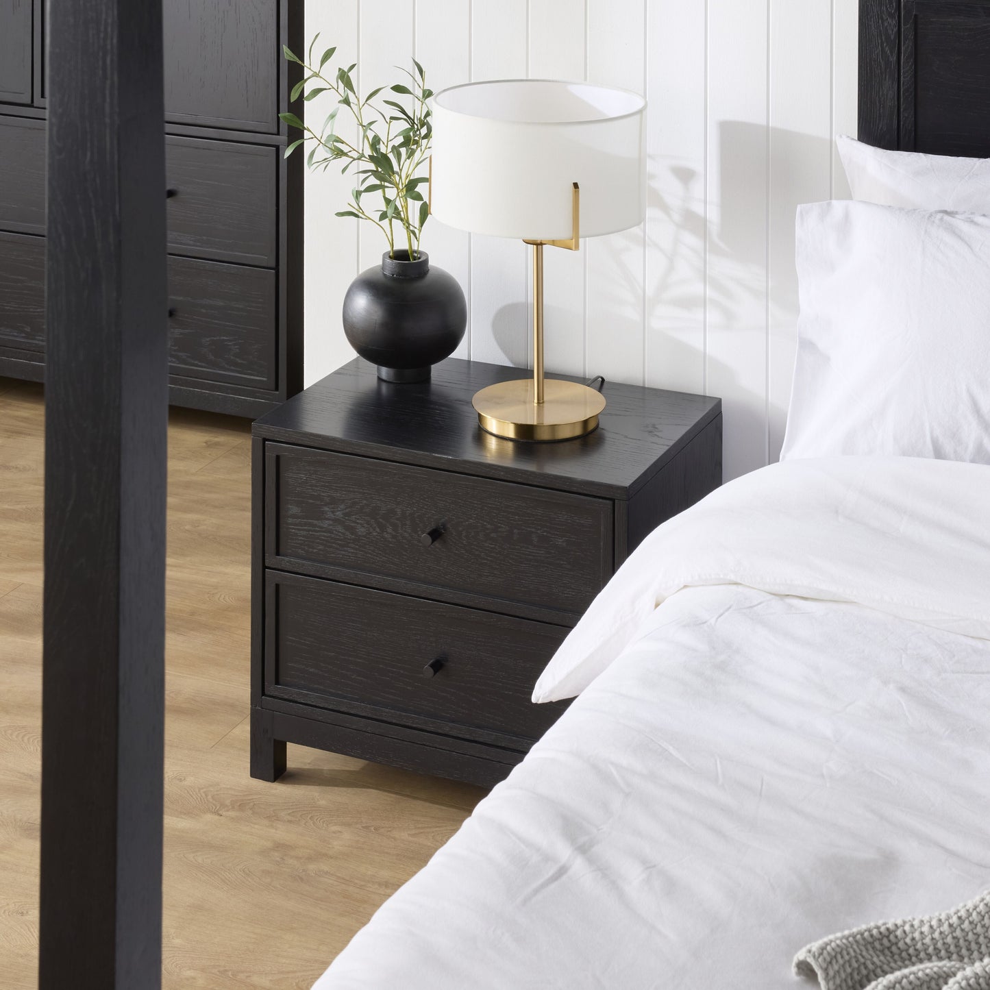 Avalon Small 2 Drawer Bedside Black