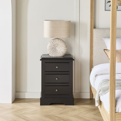 Clover 3 Drawer Bedside Table Black