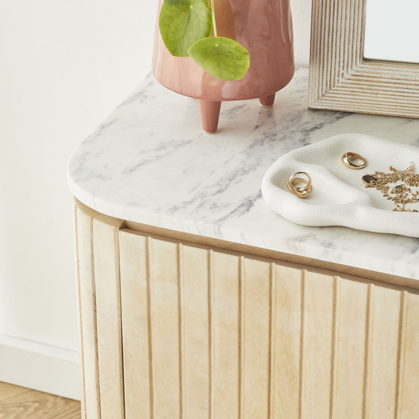 Deva Bedside with Marble Top Natural