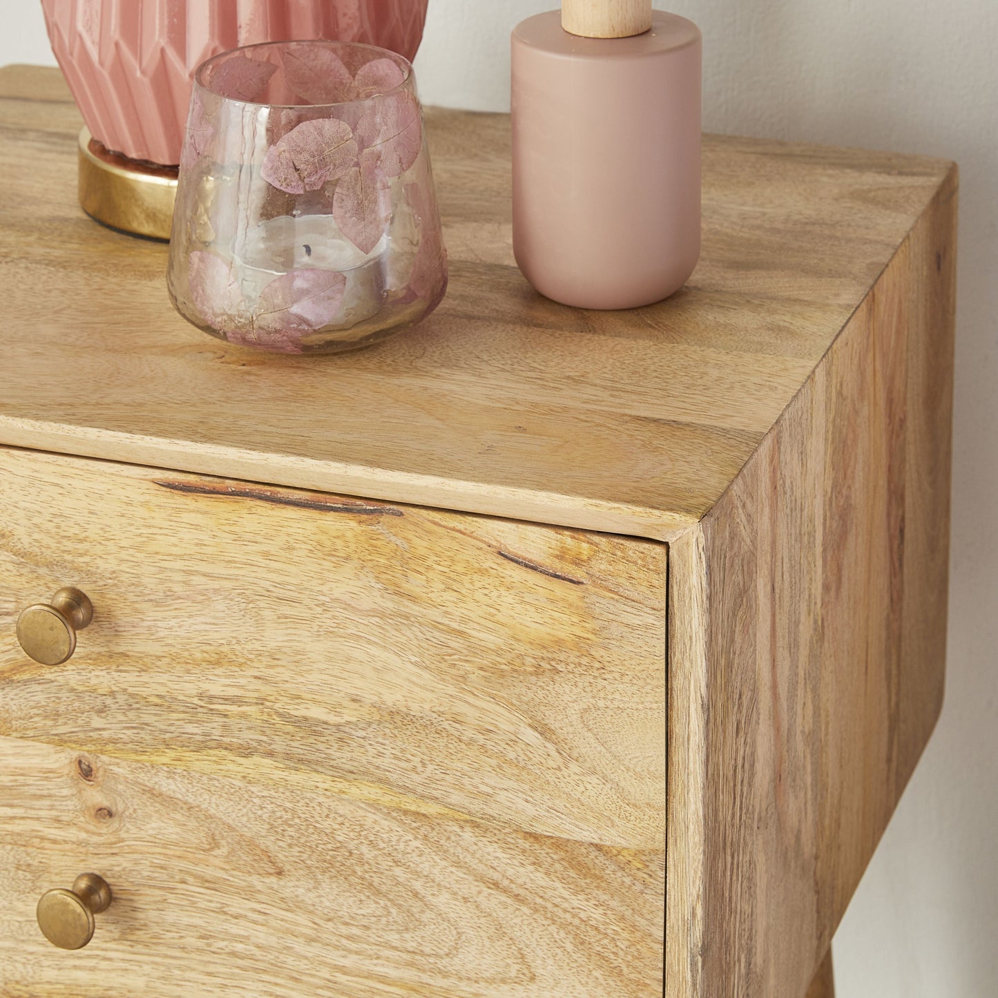 Hopper Mid-Century 2 Drawer Side Table Natural Brown