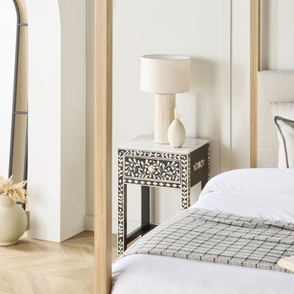 Bone Inlay Bedside Black