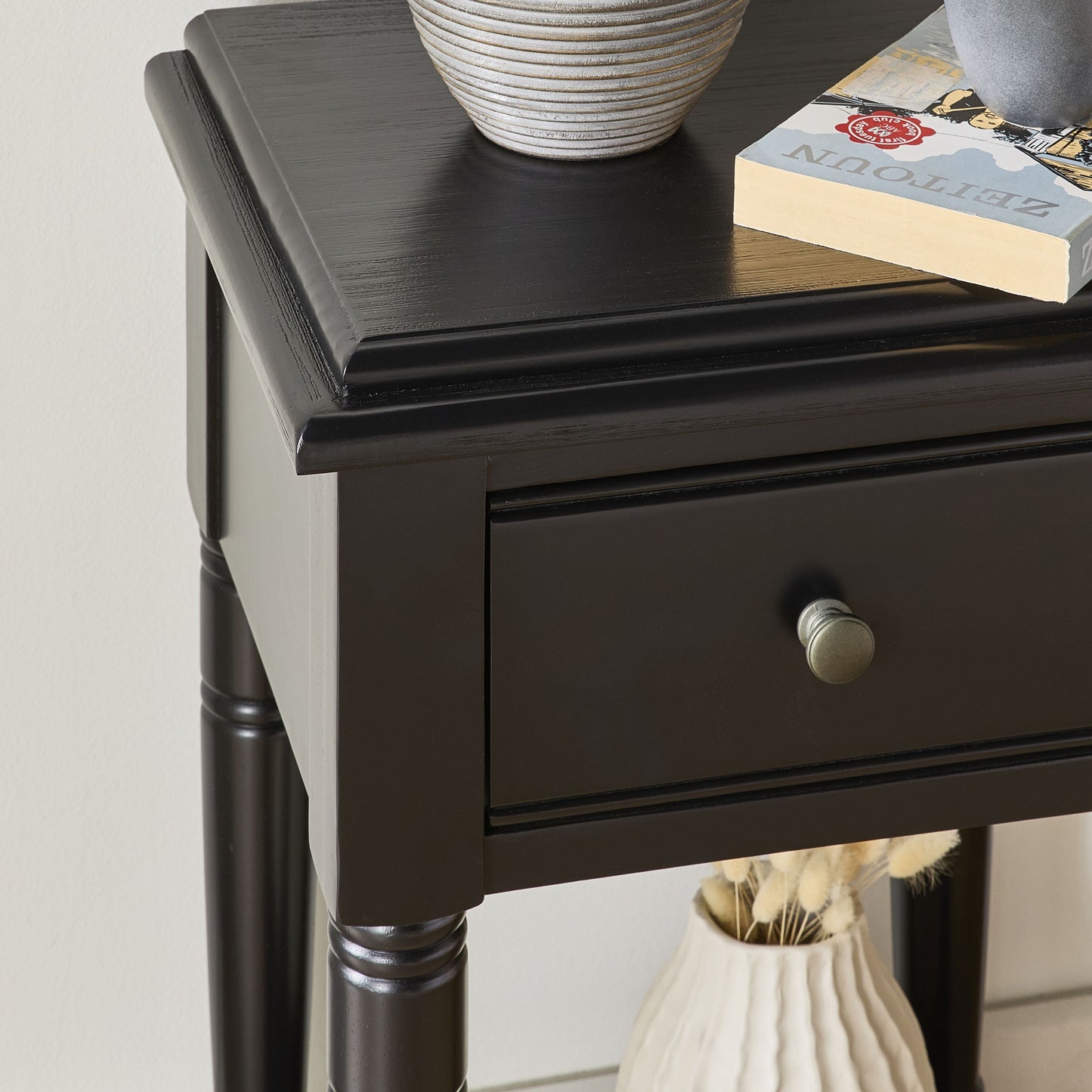 Clover 1 Drawer Bedside Table / Side Table Black