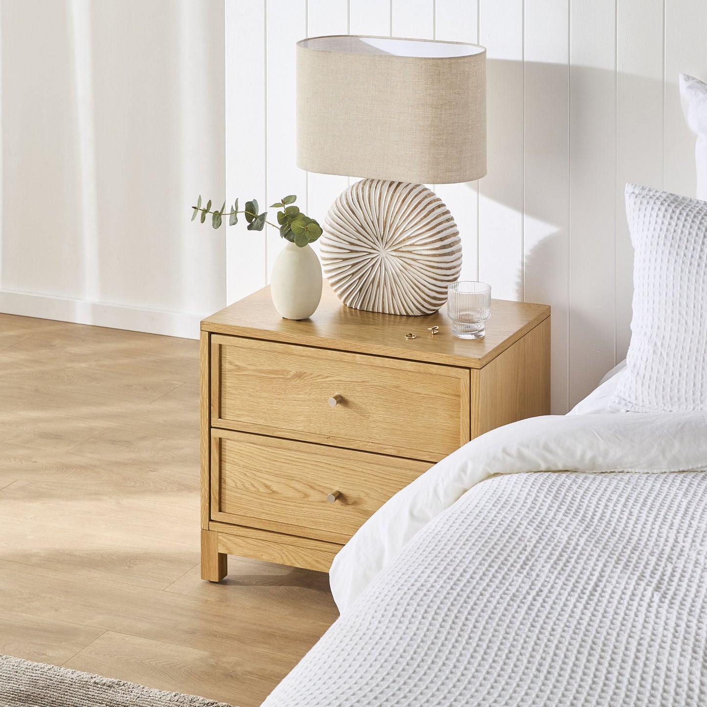 Avalon Small 2 Drawer Bedside Light Oak