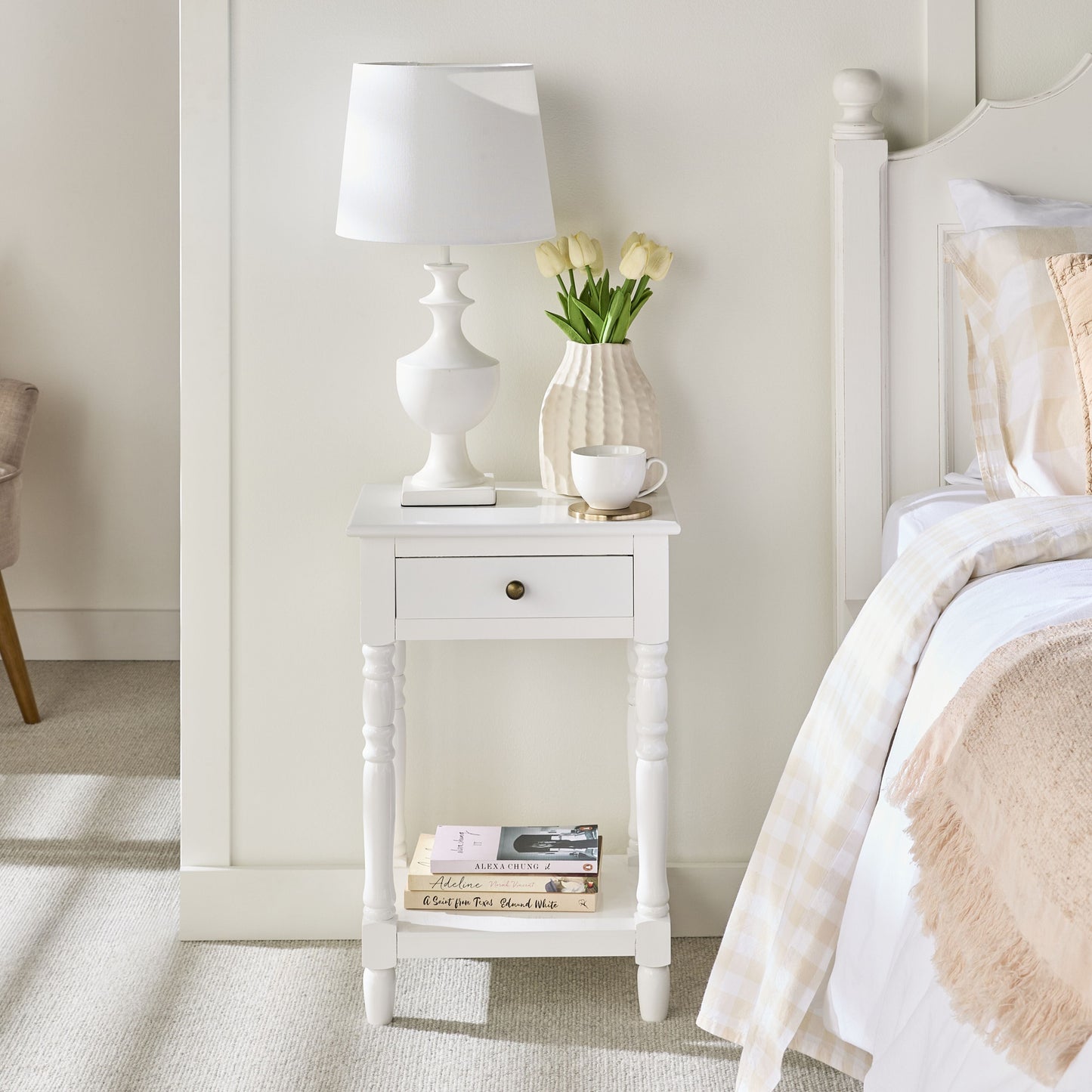 Valentine Bedside Table White