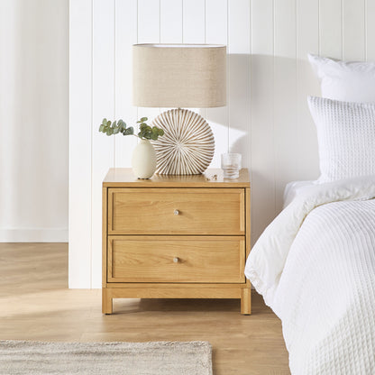 Avalon Small 2 Drawer Bedside Light Oak