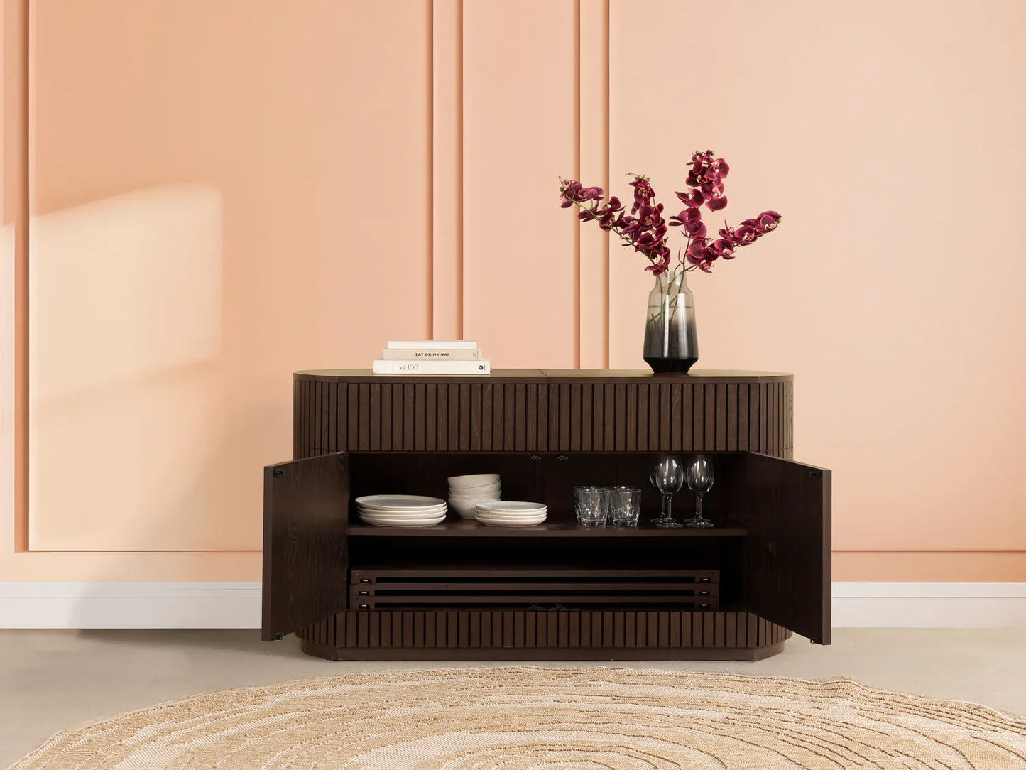 Transformer Round Sideboard - Panel Storage