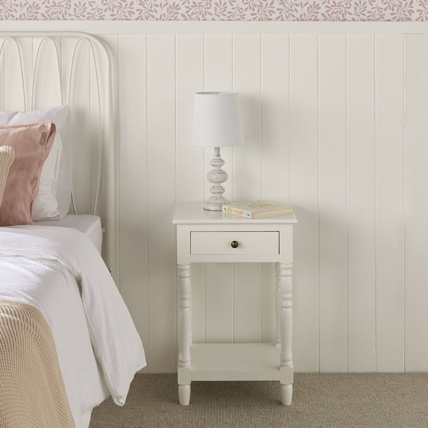 Valentine Bedside Table White