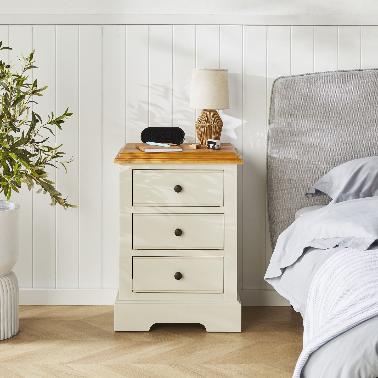 Clover 3 Drawer Bedside Table