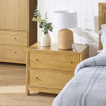 Avalon Large 2 Drawer Bedside Light Oak