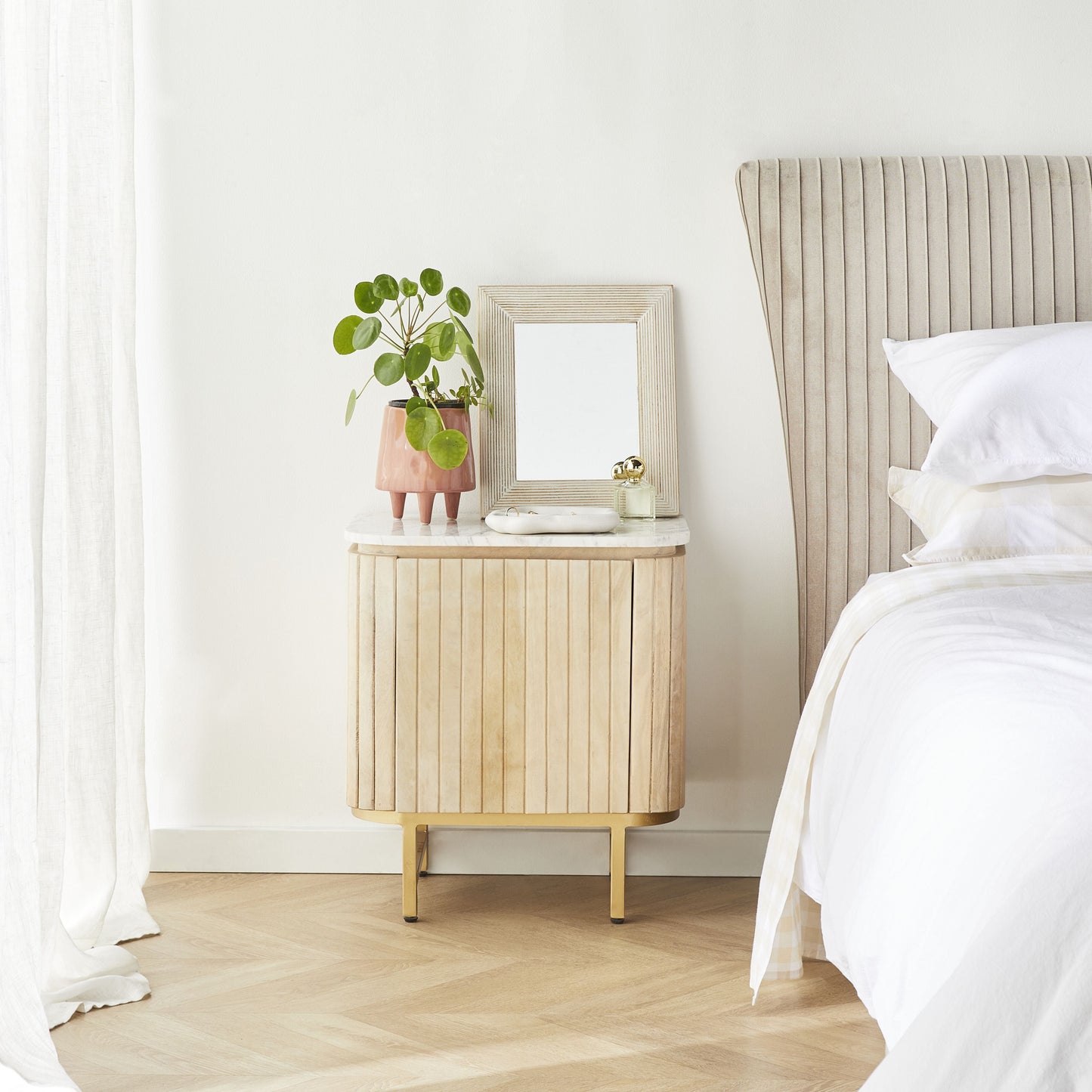 Deva Bedside with Marble Top Natural
