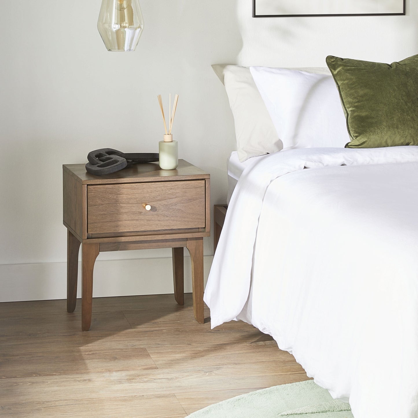 Vincent 1 Drawer Bedside Table Walnut