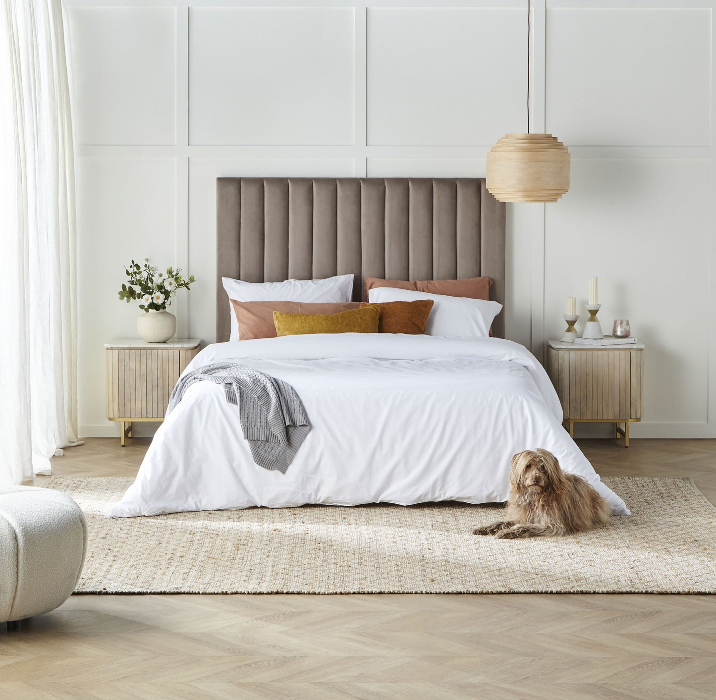 Deva Bedside with Marble Top Natural