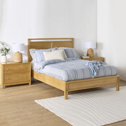 Avalon Large 2 Drawer Bedside Light Oak