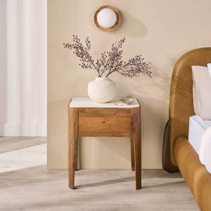 Adore Marble Top Single Drawer Bedside Table