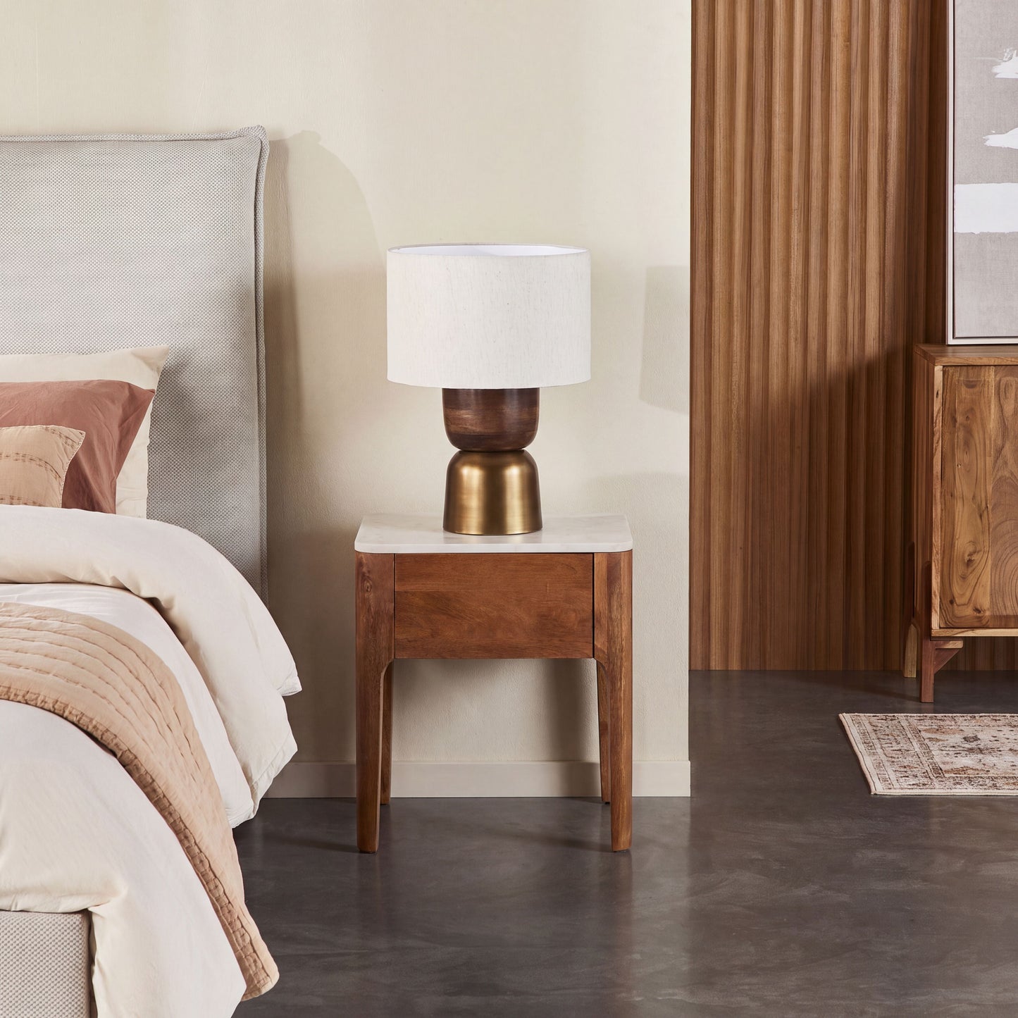 Amour Marble Top Single Drawer Bedside