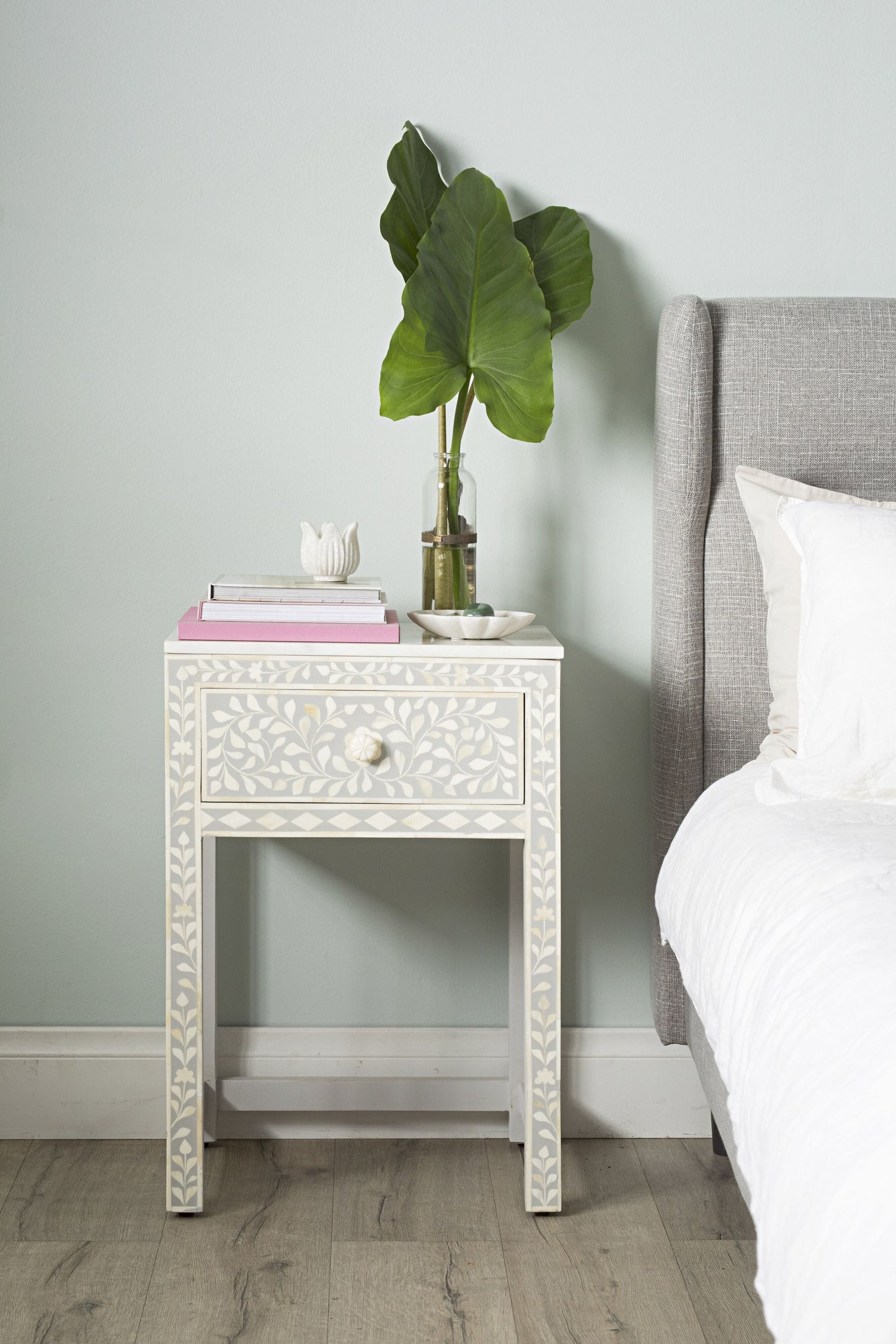 Bone Inlay Bedside Light Grey