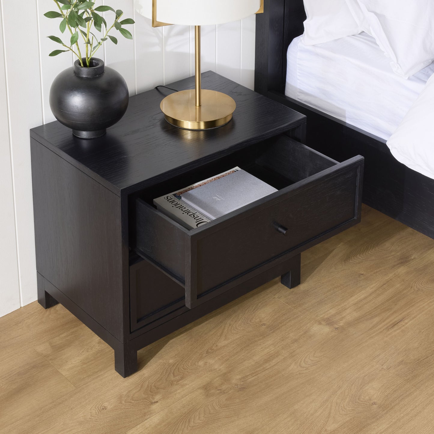 Avalon Small 2 Drawer Bedside Black