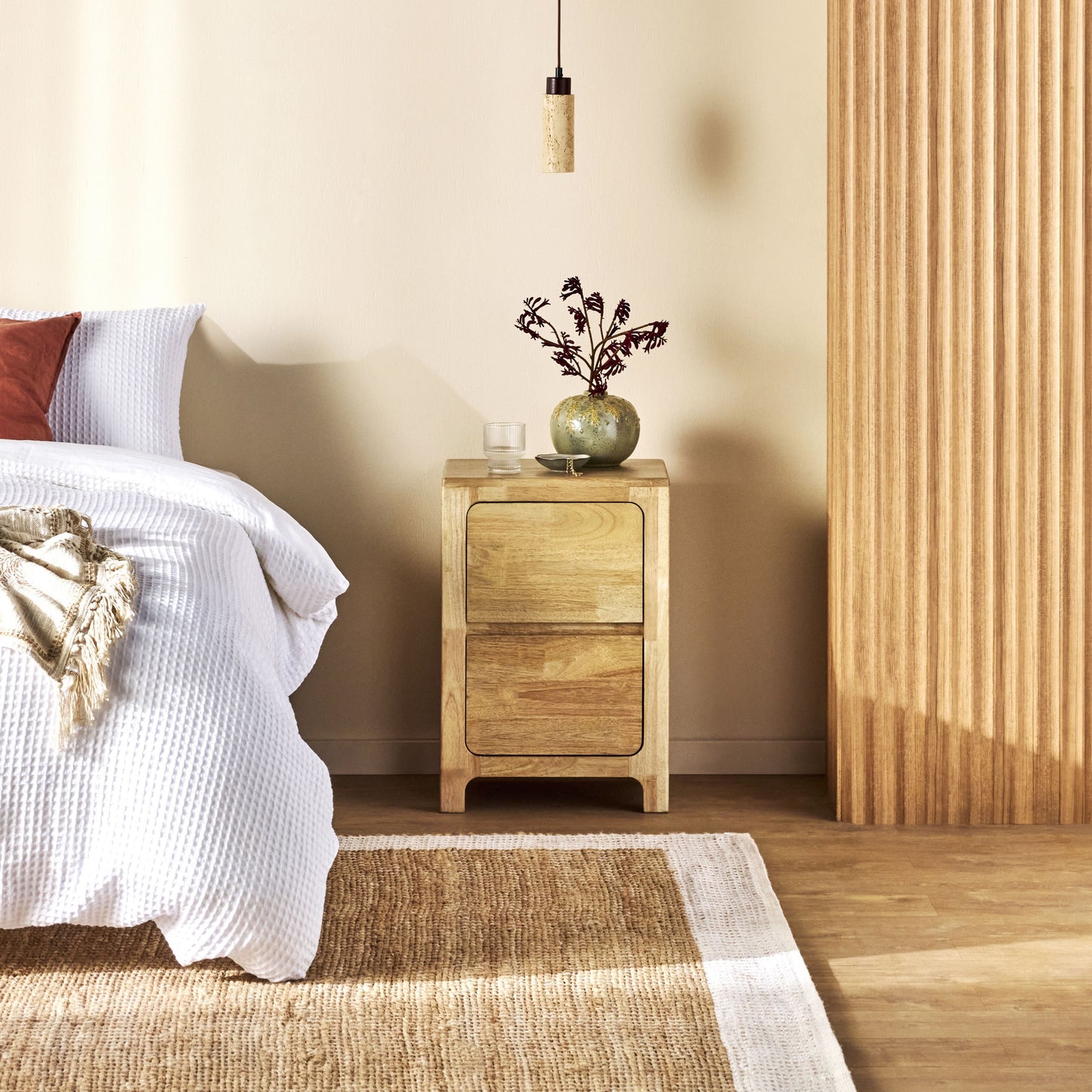 Curve 2 Drawer Bedside