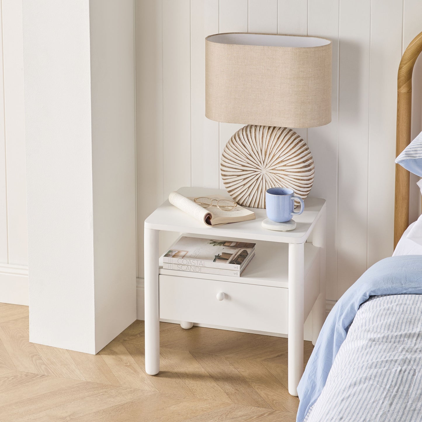 Spintara 1 Drawer Bedside Table White