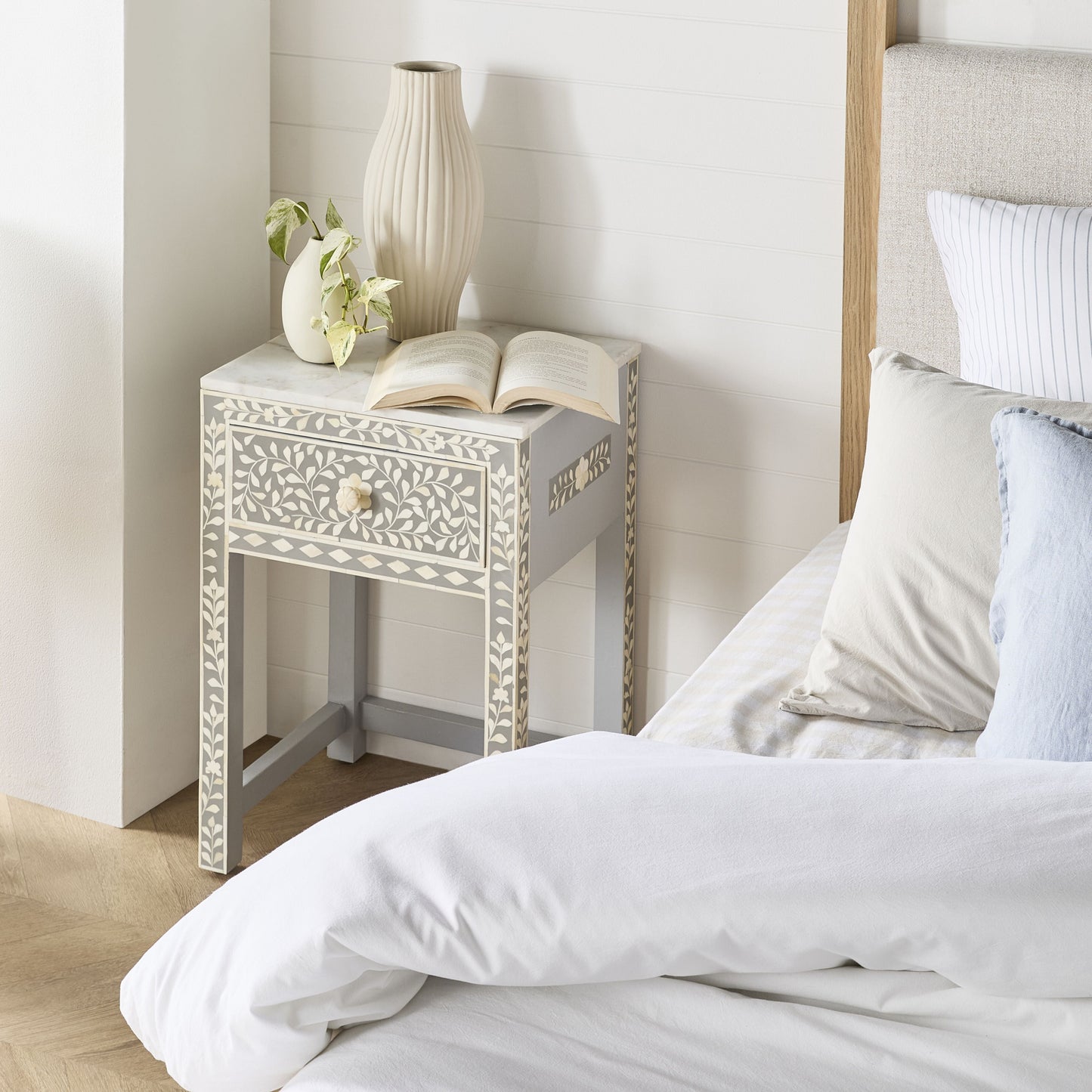 Bone Inlay Bedside Light Grey