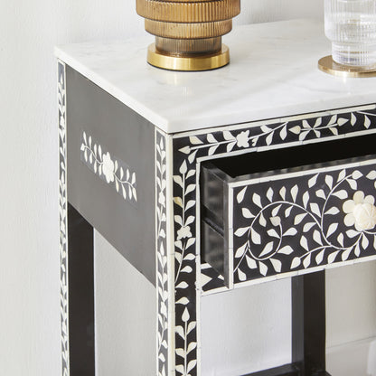 Bone Inlay Bedside Black